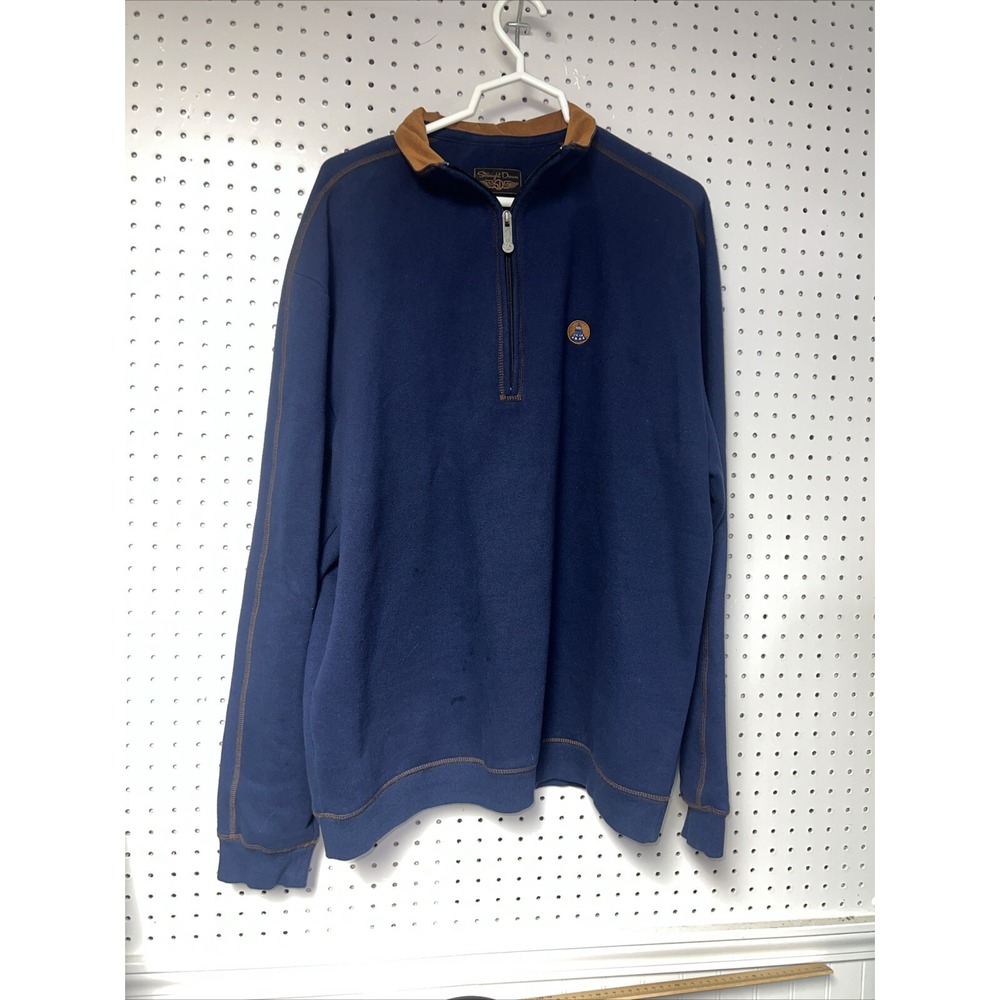 Straight‎ Down Fleece Jacket Mens Extra Large Black Quarter Zip Pullover Mock